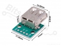 USB Plug Type-A female naar DIP adapter-board